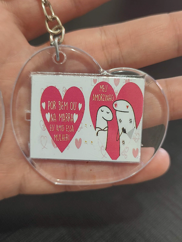 Chaveiro de Acrílico Coração Personalizado em Natal – Retirada na Loja